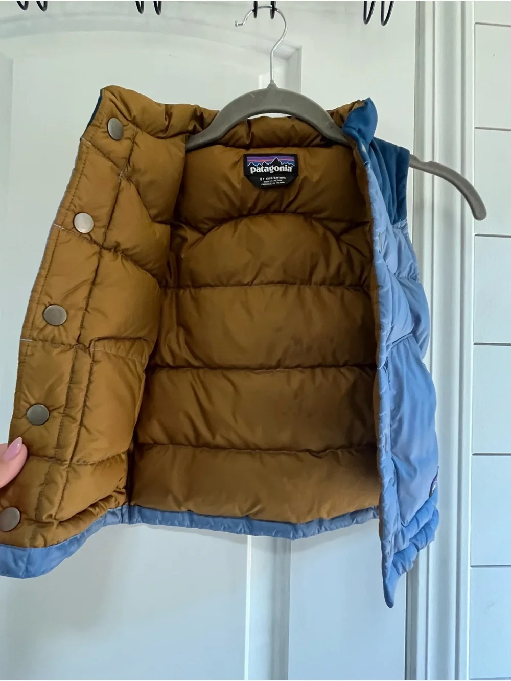 Patagonia Baby Bivy Down Vest Blue Colorblock 3Т ✨Flawed Gem✨
